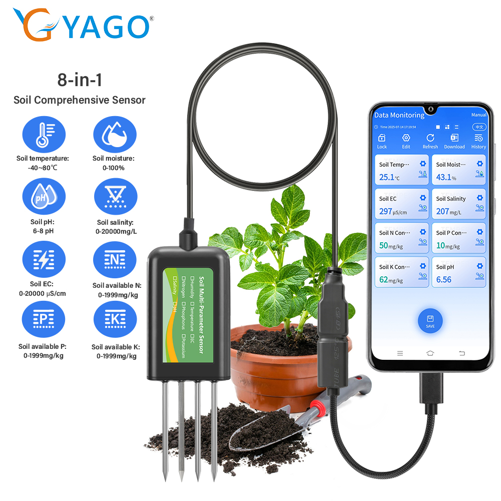 Yago sensor de solo 8 em 1 par - Precision Farming Smart Agriculture avaliação e preço
